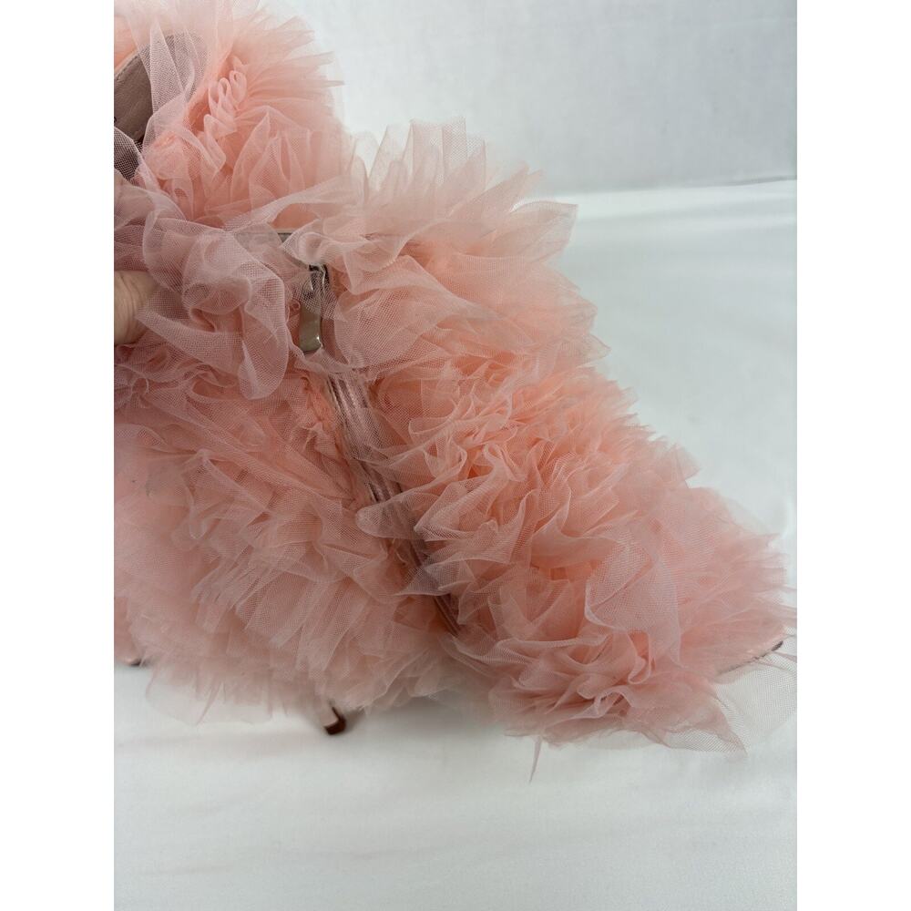 Azalea Wang Meticulously Tulle Tutu Stiletto Bootie Baby Pink 8.5 Open Toe - Picture 15 of 16